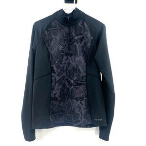 Marmot Black Gray Print Quarter Zip Sweatshirt Women's Large